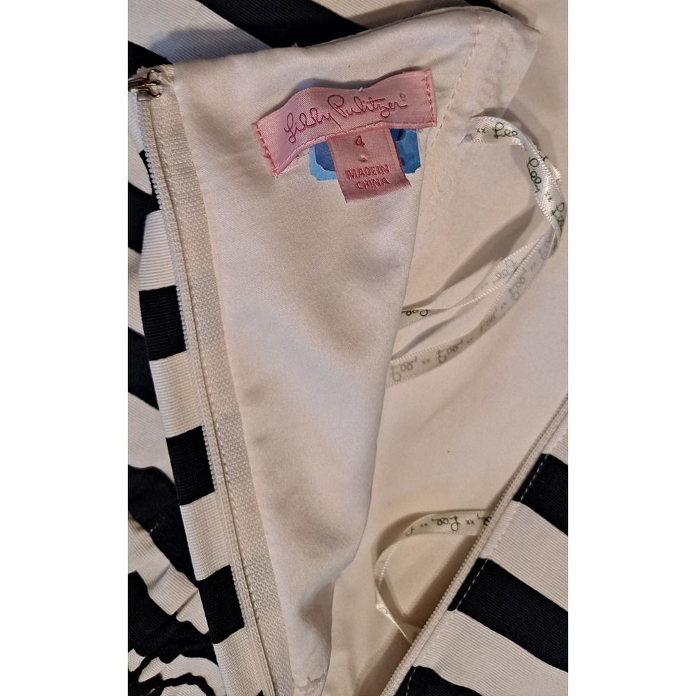 Lilly Pulitzer Payton Black White Swizzle Stripe Soutache Strapless Dress Size 4 - Picture 6 of 6